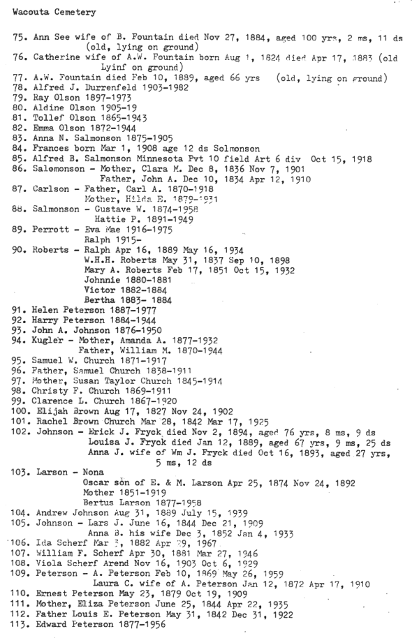 "Wacouta Cemetery, Goodhue County, Minnesota"