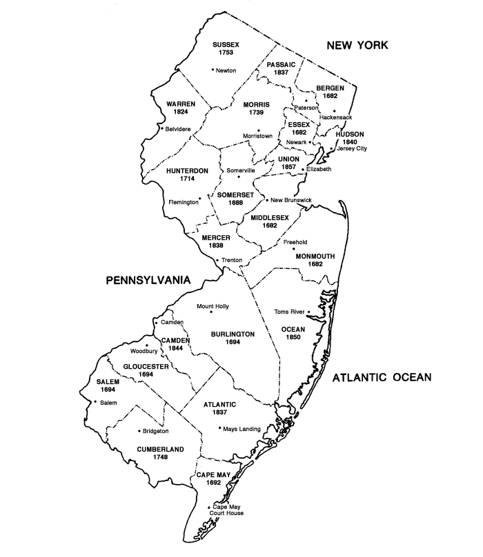 NJ Gen Ocean County NJ County formation