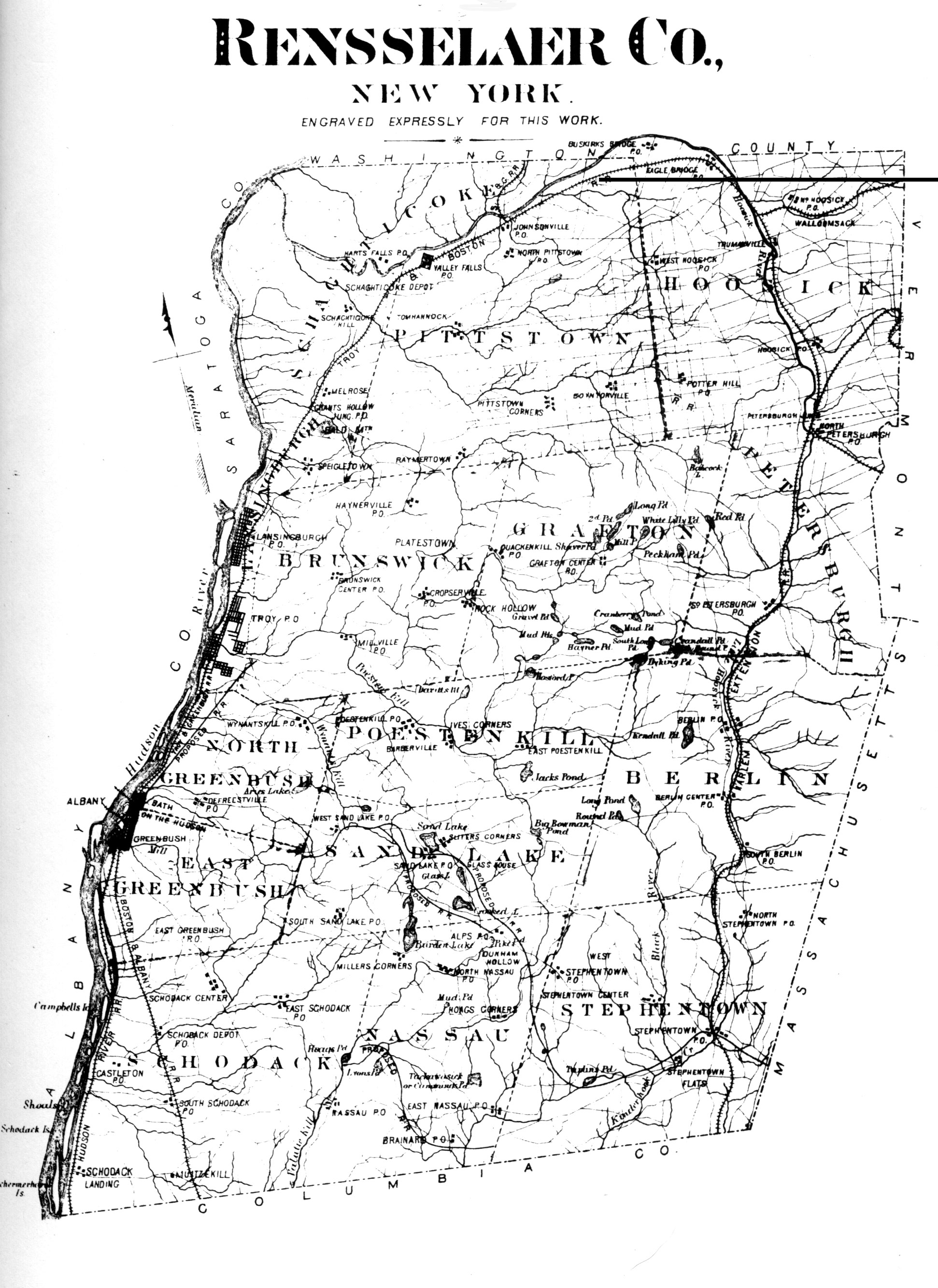 The map on this page is from History of Rensselaer Co., New York by