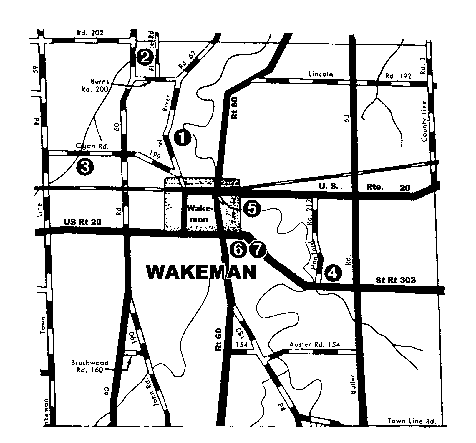 The numbers of the cemeteries below, correspond with the circled