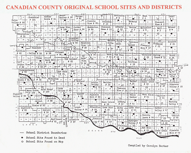 Original School Sites in Canadian County, Oklahoma