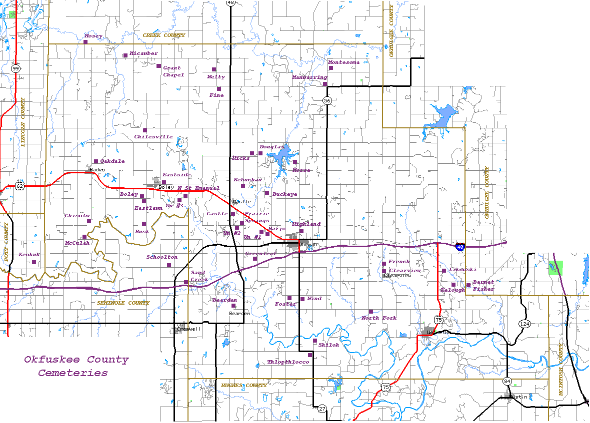 Okfuskee County Cemetery Map