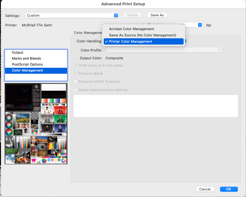 How to Set Color Management???Acrobat SAIC Print Services