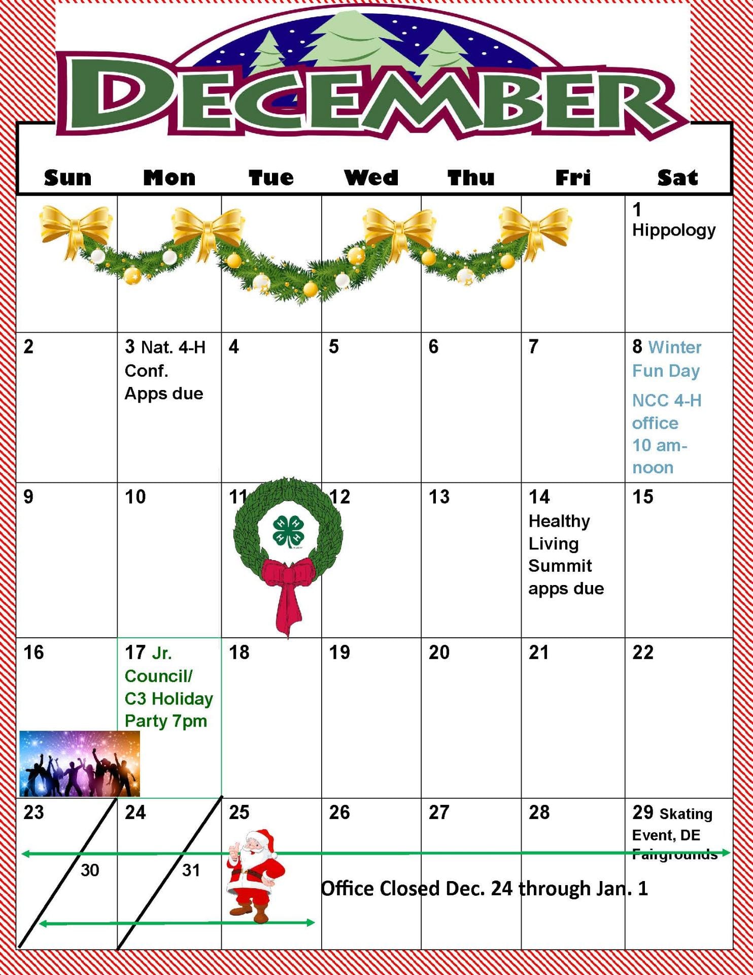 Bellingham Calendar December 2024 📆 December through February Calendars 📆 New Castle County 4H Newsletter