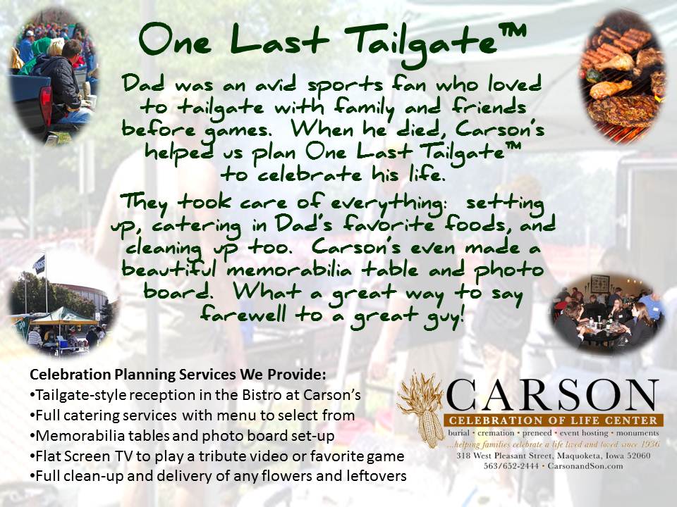 One Last Tailgate™ Maquoketa Iowa Funeral and Cremation Carson