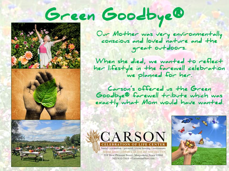 Green Goodbye™ Maquoketa Iowa Funeral and Cremation Carson & Son