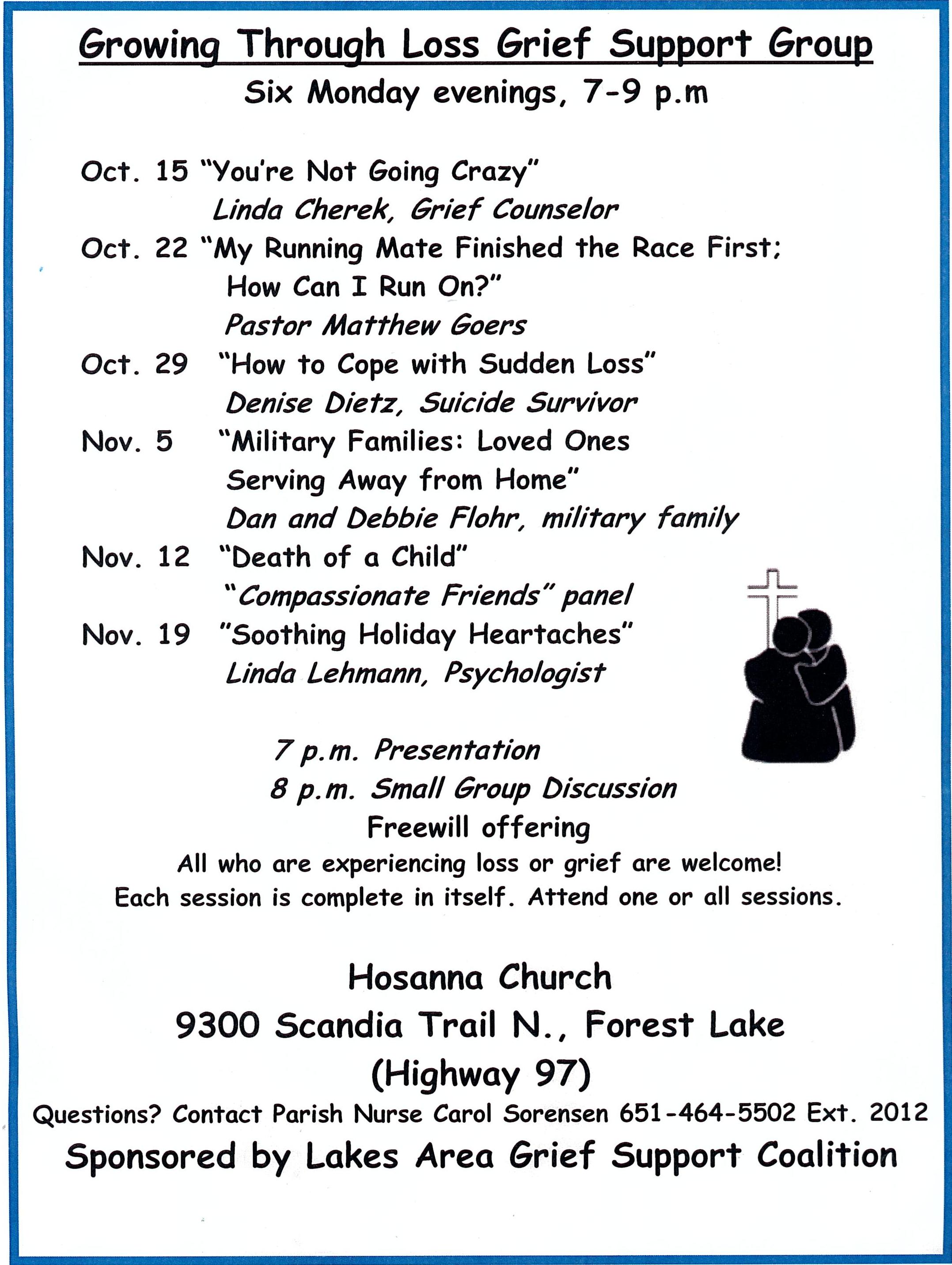 Growing Through Loss Grief Support Group Forest Lake Minnesota