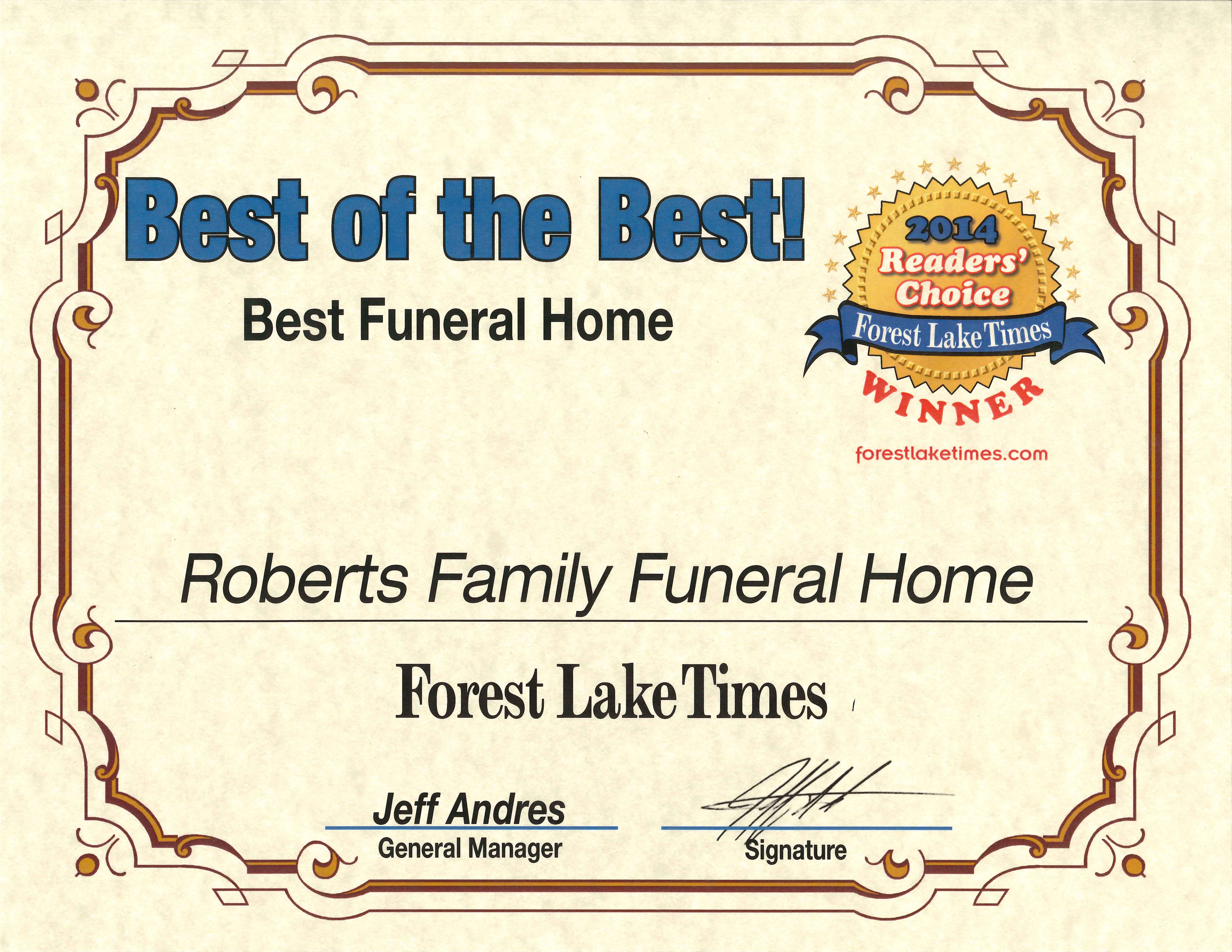 Voted Best Funeral Home Forest Lake Minnesota Funeral Home