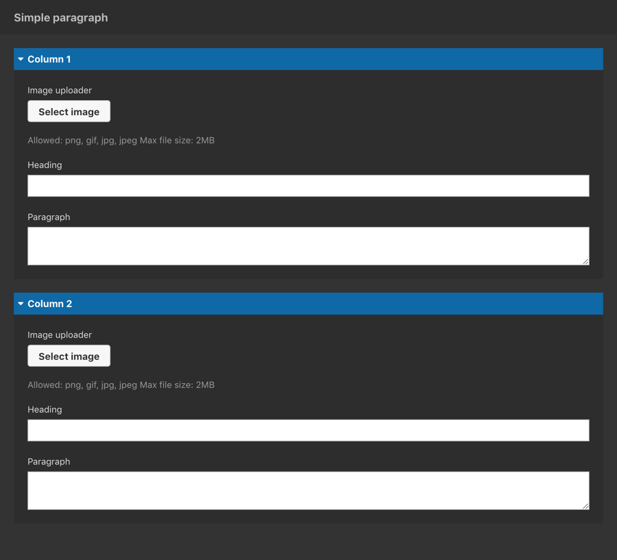 Group accordion form element Acquia Cohesion Docs