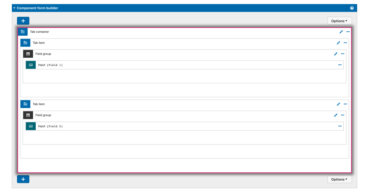 Tab container form element Acquia Cohesion Docs