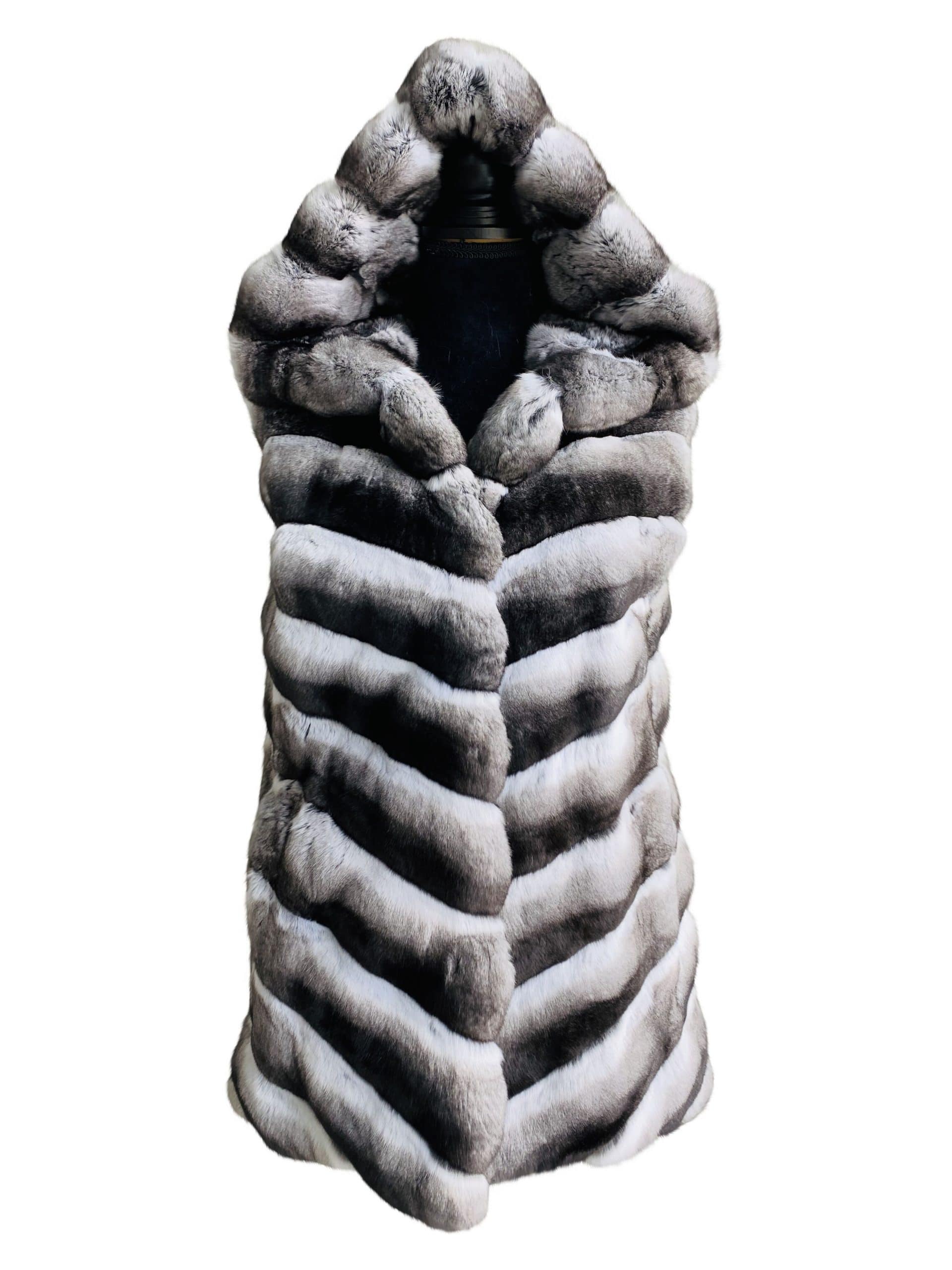 27" Natural Chinchilla Vest With Fully Lined Hood Sitka Fur Gallery