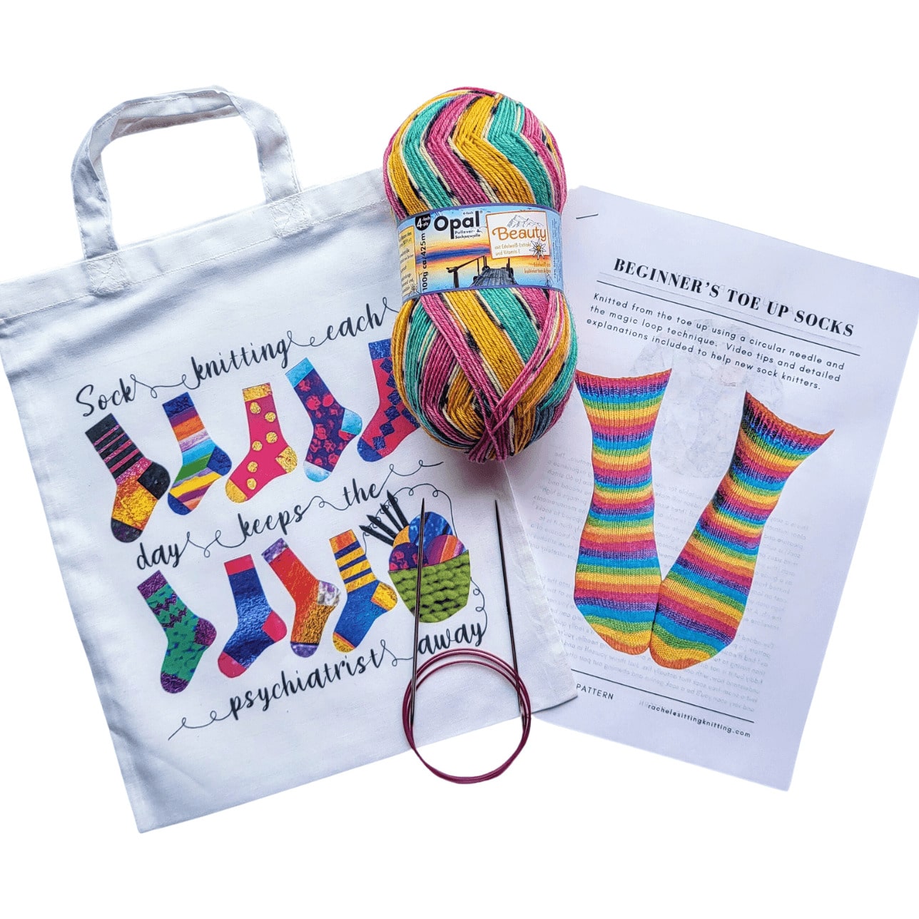 Sitting Knitting Beginner's Toe Up Sock Knitting Kit Sitting Knitting