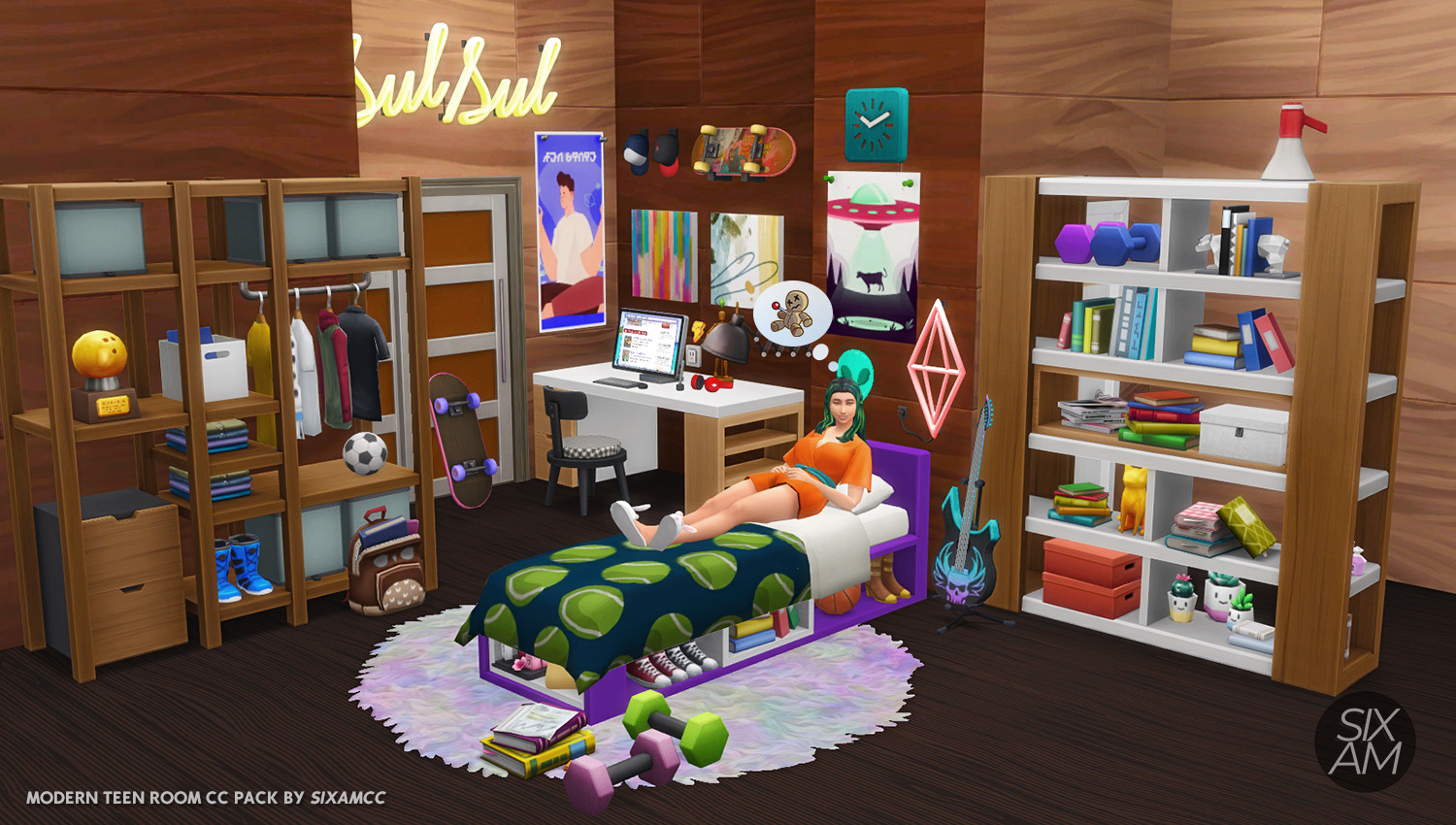 Modern Teen Bedroom (CC Pack for The Sims 4) Sixam CC