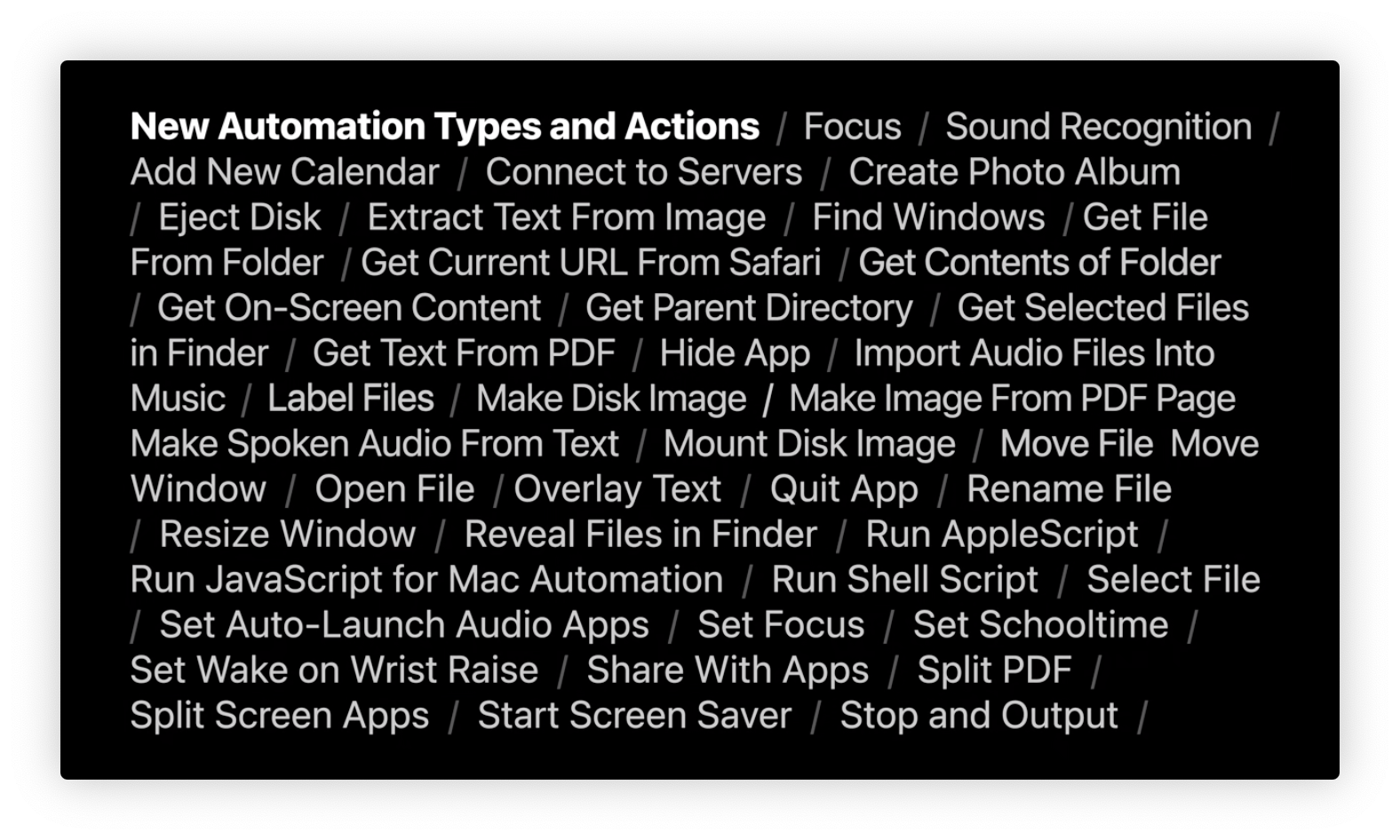 New Actions in Shortcuts for Mac