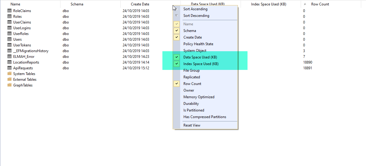 Get the size of all tables in a database in SQL Server using TSQL
