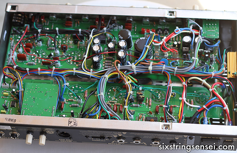 Colorful Circuit Photos of the Inside of a Guitar Amplifier Six