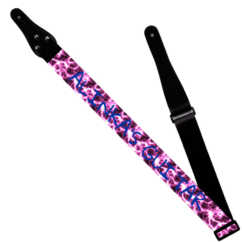 Personalised Guitar Strap with Pink Electric Storm