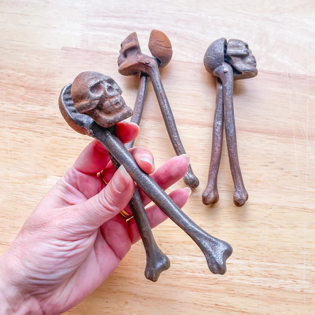 Skull skeleton nut cracker rusty vintage Six Things Shop Australia