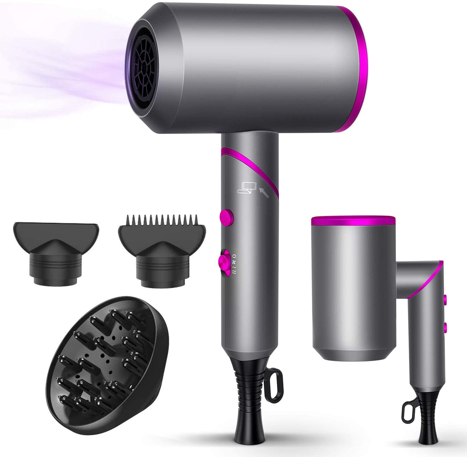 Professional Ionic Hair Dryer, 1800W for Fast Drying SixZero LLC
