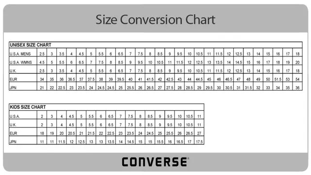 Converse Chuck Taylor Size Chart – Find Your Perfect Fit Now! – SizeChartly