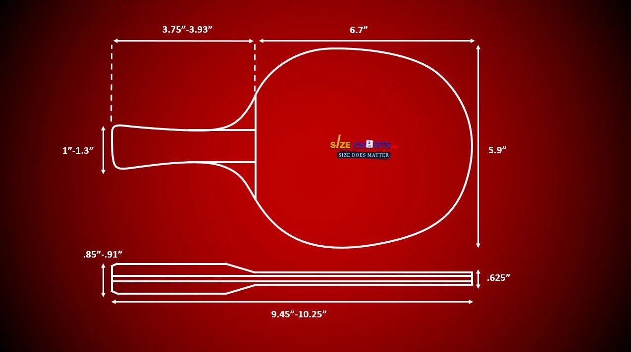 Table Tennis Racket/Paddle Size & Measurements