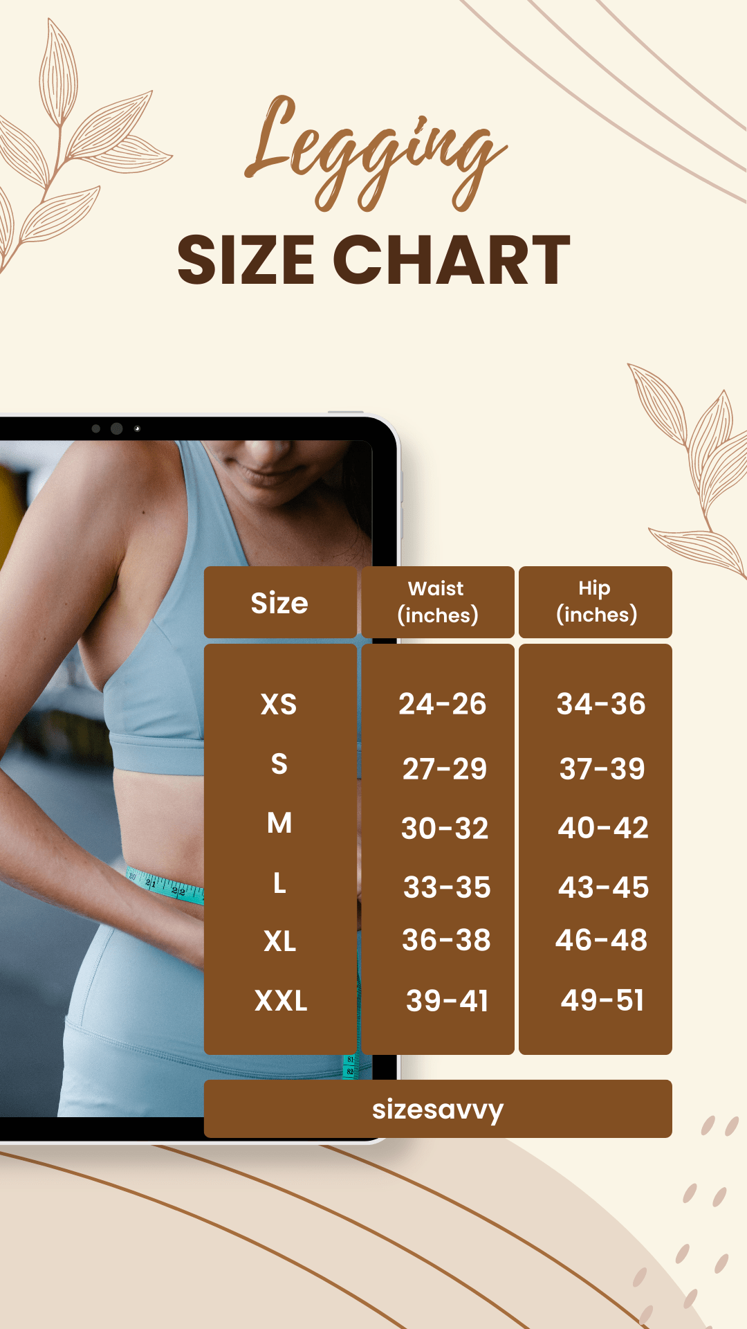 Legging Size Chart & How to Measure Leggings Size in 2024 SizeSavvy
