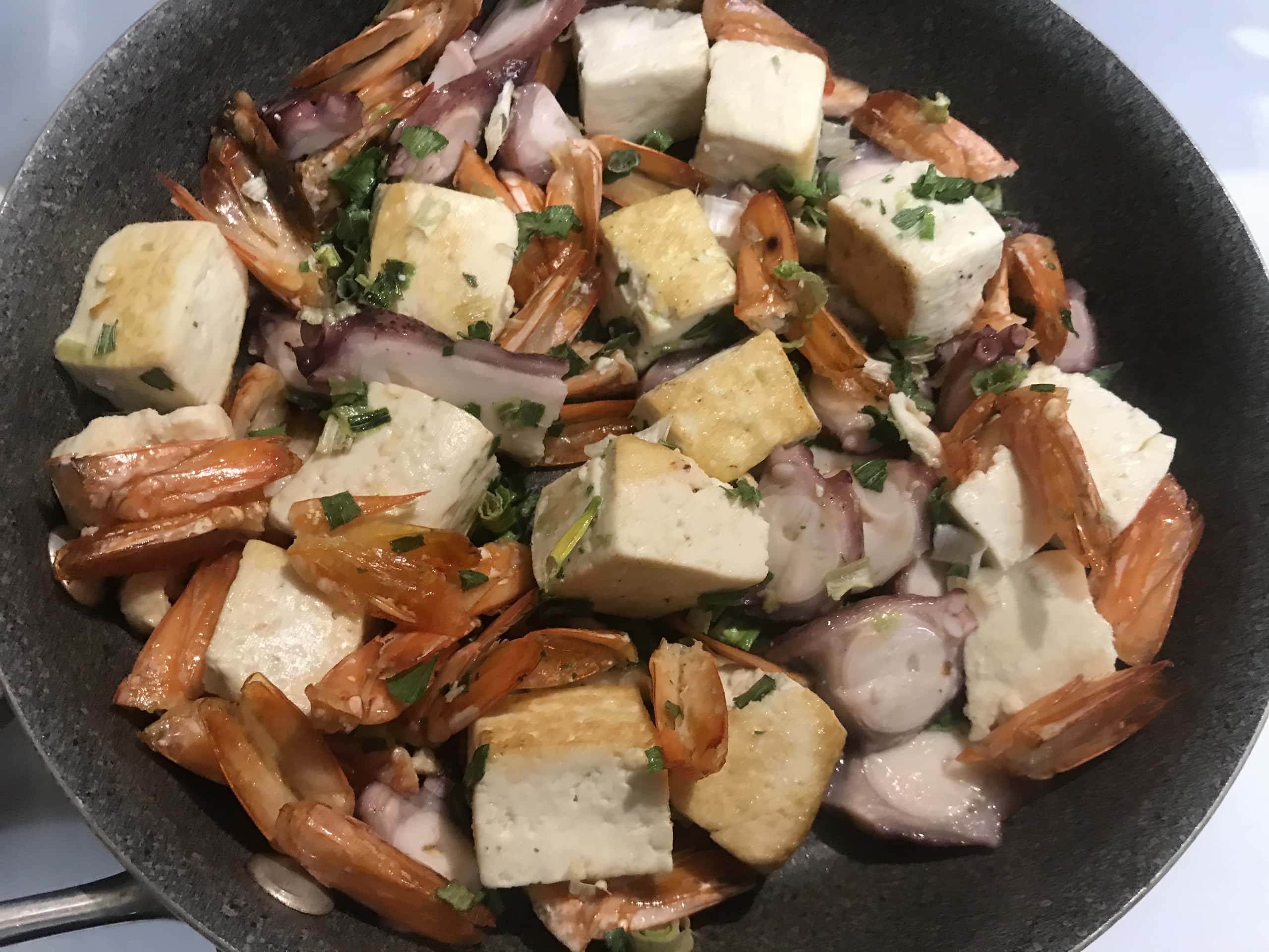 Korean Spicy Soup Noodles and Rice Cakes with Seafood S&J Menu