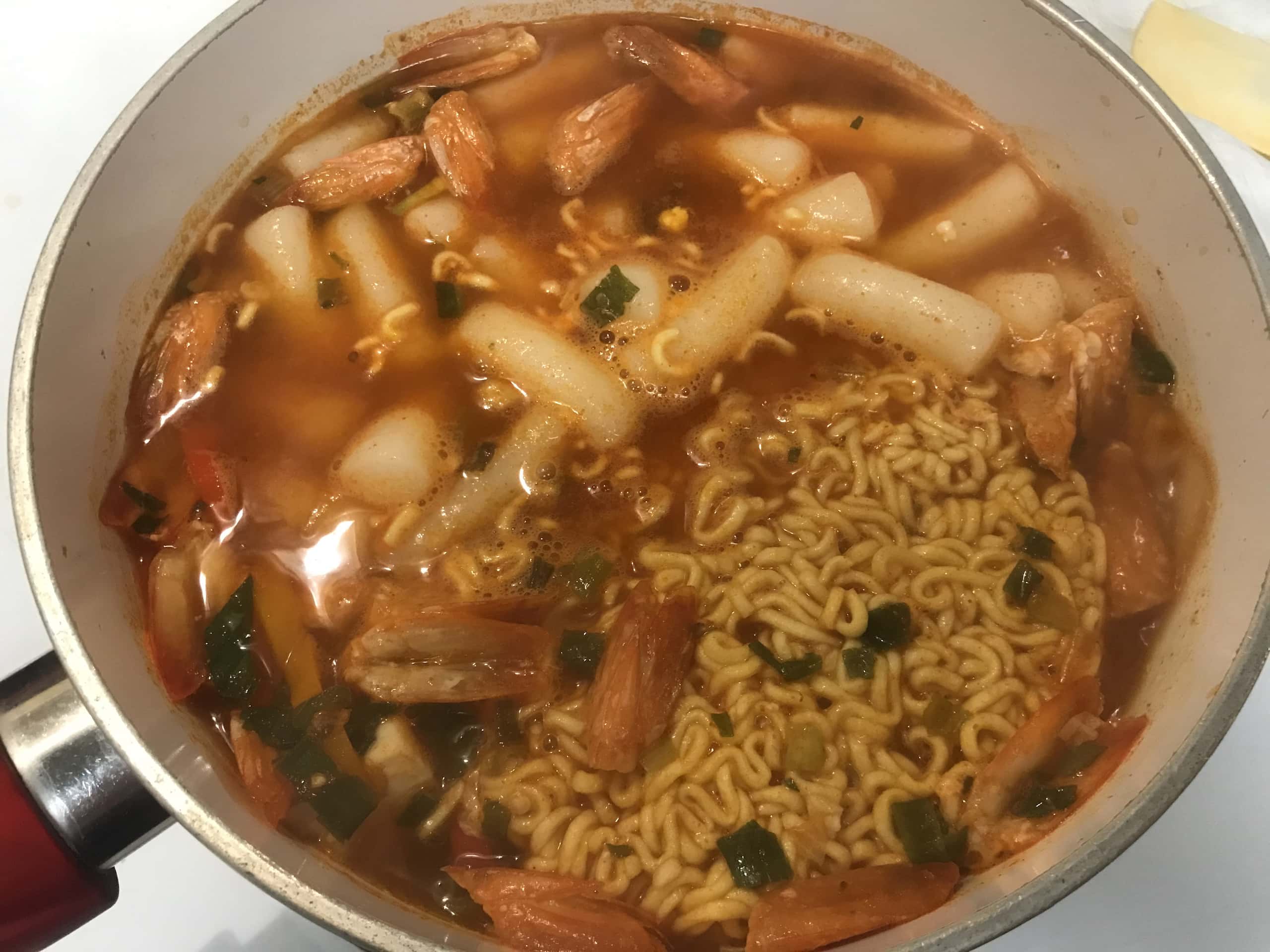 Korean Spicy Soup Noodles and Rice Cakes with Seafood S&J Menu