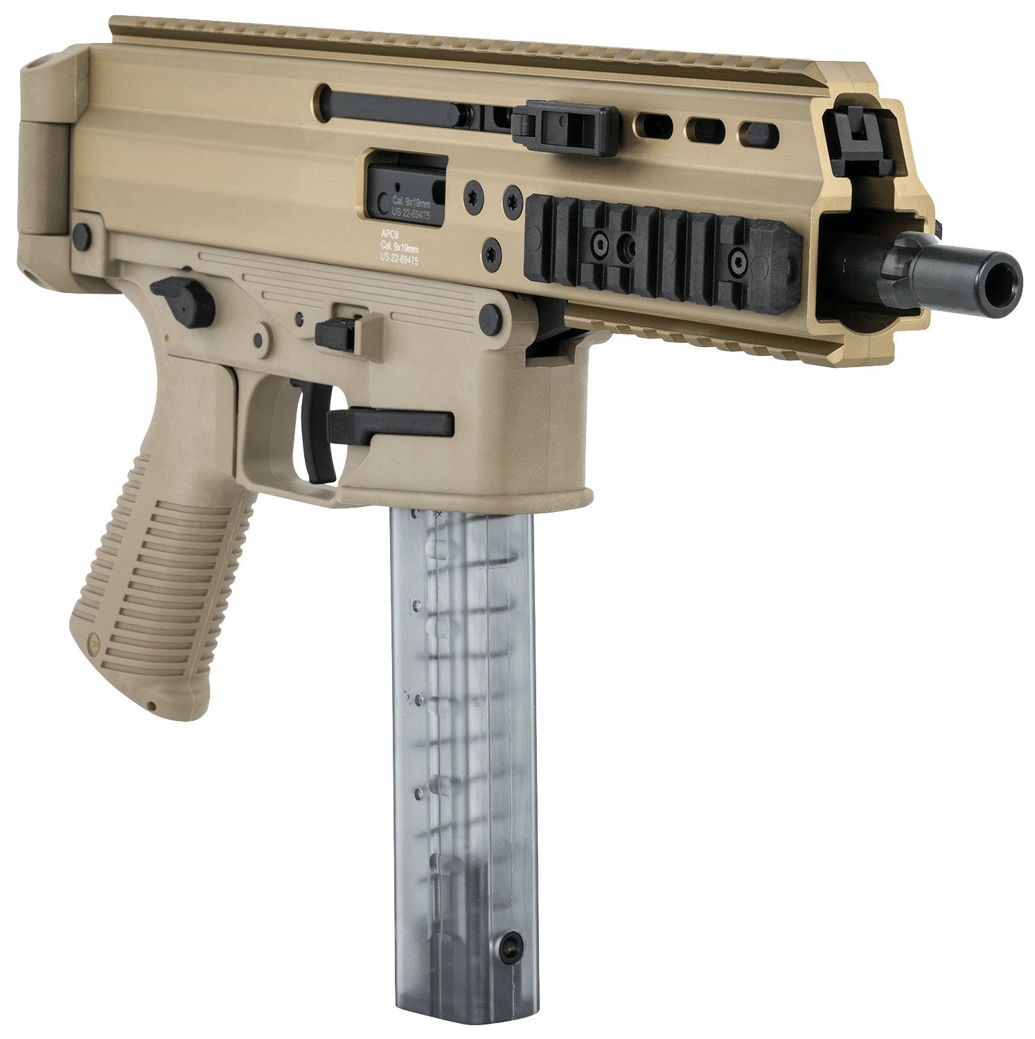 B&T Firearms 36039CT APC9 Pro 9mm Luger 30+1 6.80", Coyote Tan, Polymer