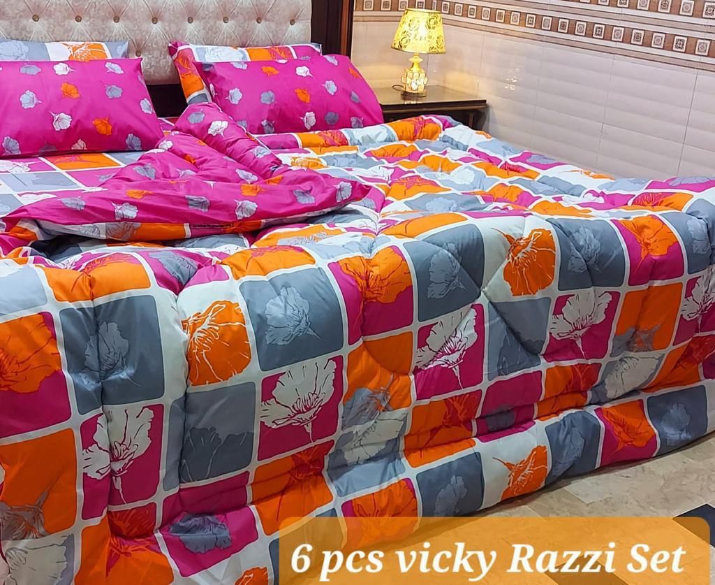 Winter Quilt Set Viki Razai Set 6 Piece (Design SJQ1006) SJ Store