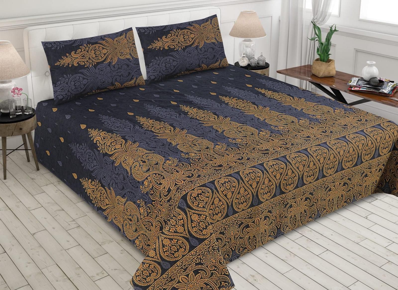 Gul Ahmed King Cotton Bed Sheet Set 3 Pcs (Design BZF 410) SJ Store