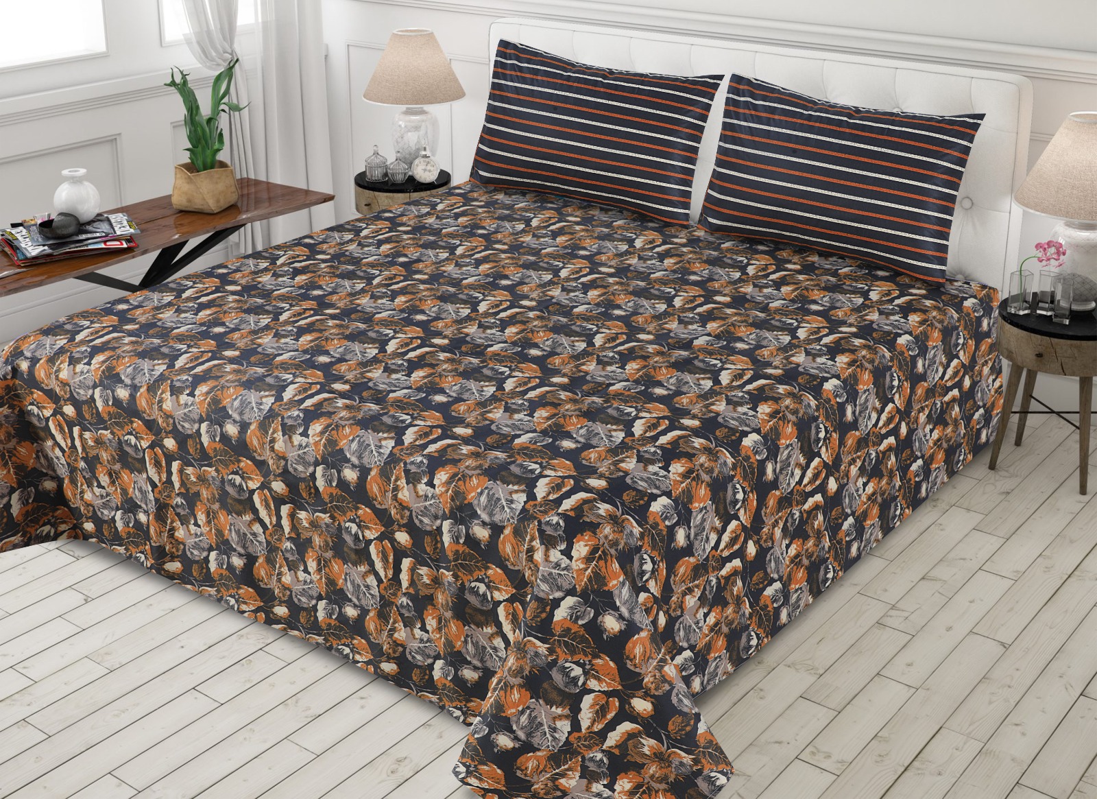 Gul Ahmed King Cotton Bed Sheet Set 3 Pcs (Design BZF 420) SJ Store