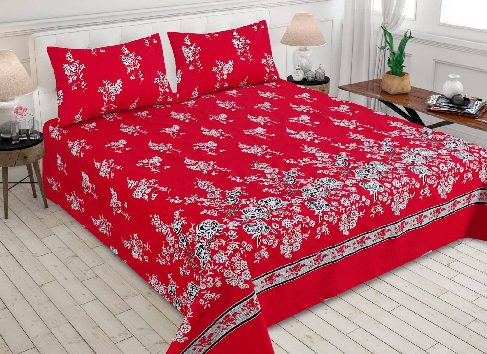 Gul Ahmed King Cotton Bed Sheet Set 3 Pcs (Design BZF 462) SJ Store