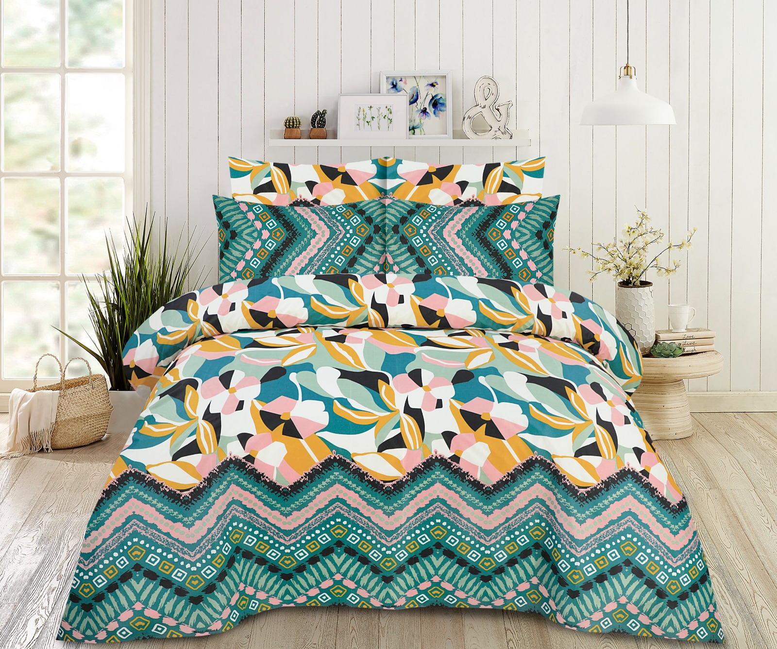 Gul Ahmed King Cotton Bed Sheet Set 3 Pcs (Design BZF 447) SJ Store