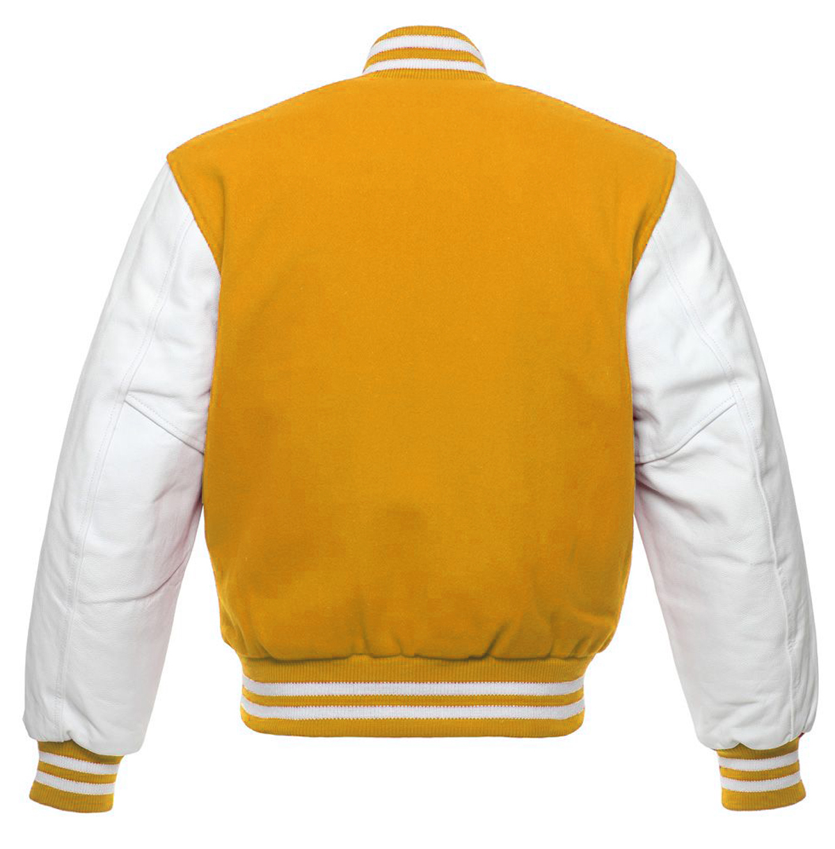 Letterman Varsity Jacket Wool & Real Leather Yellow/White SKAF IMPEX