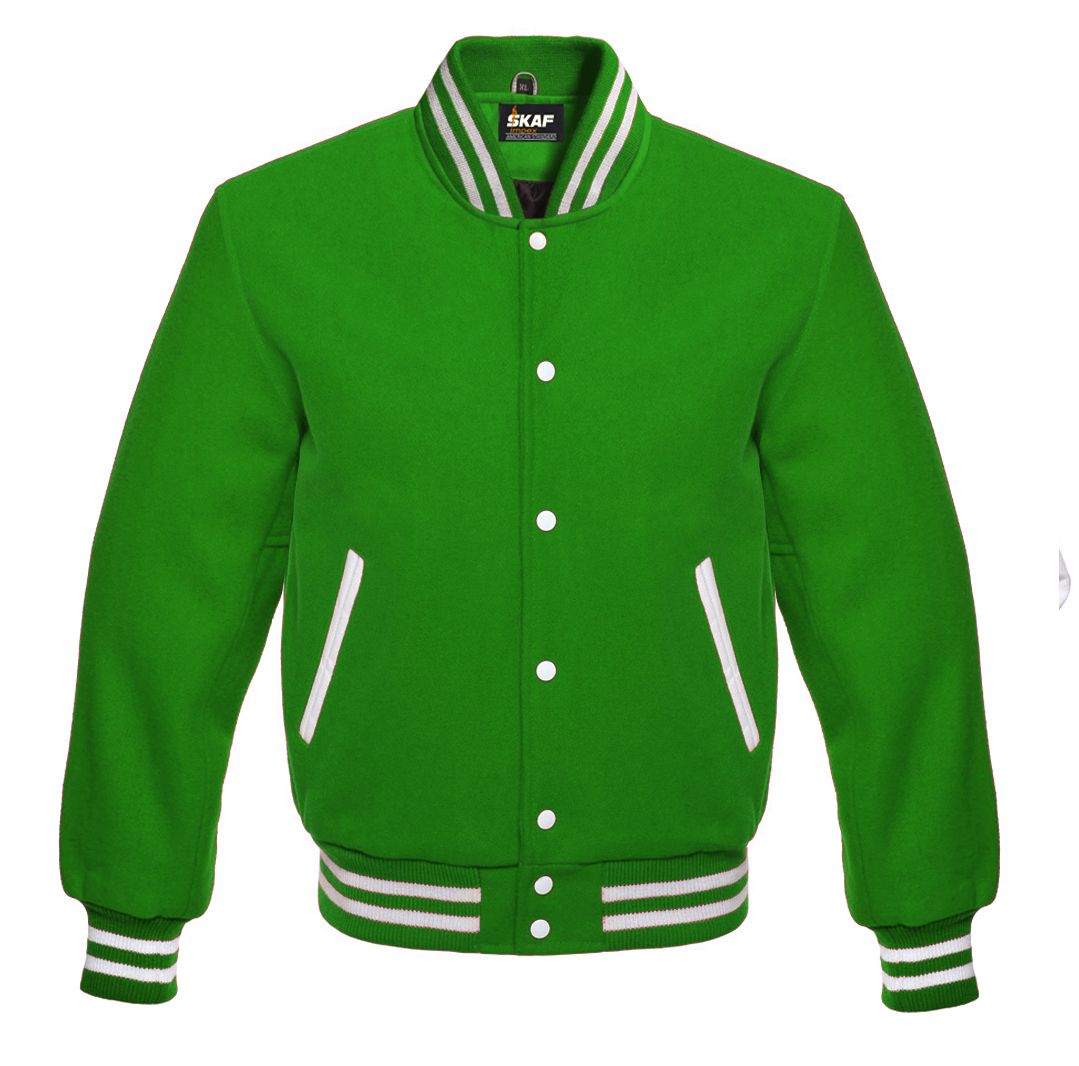 Letterman Varsity Jacket All Wool Kelly Green SKAF IMPEX