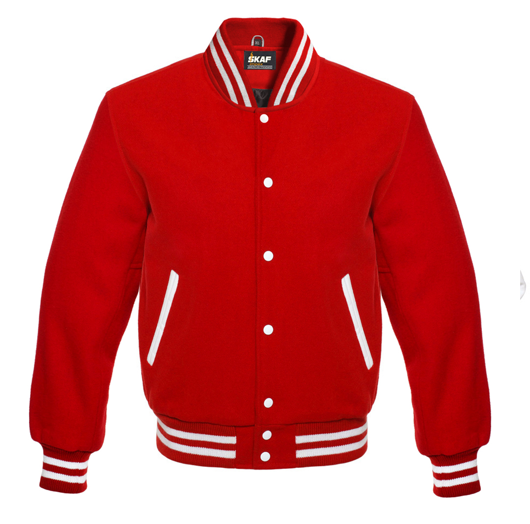 Letterman Varsity Jacket All Wool Red SKAF IMPEX