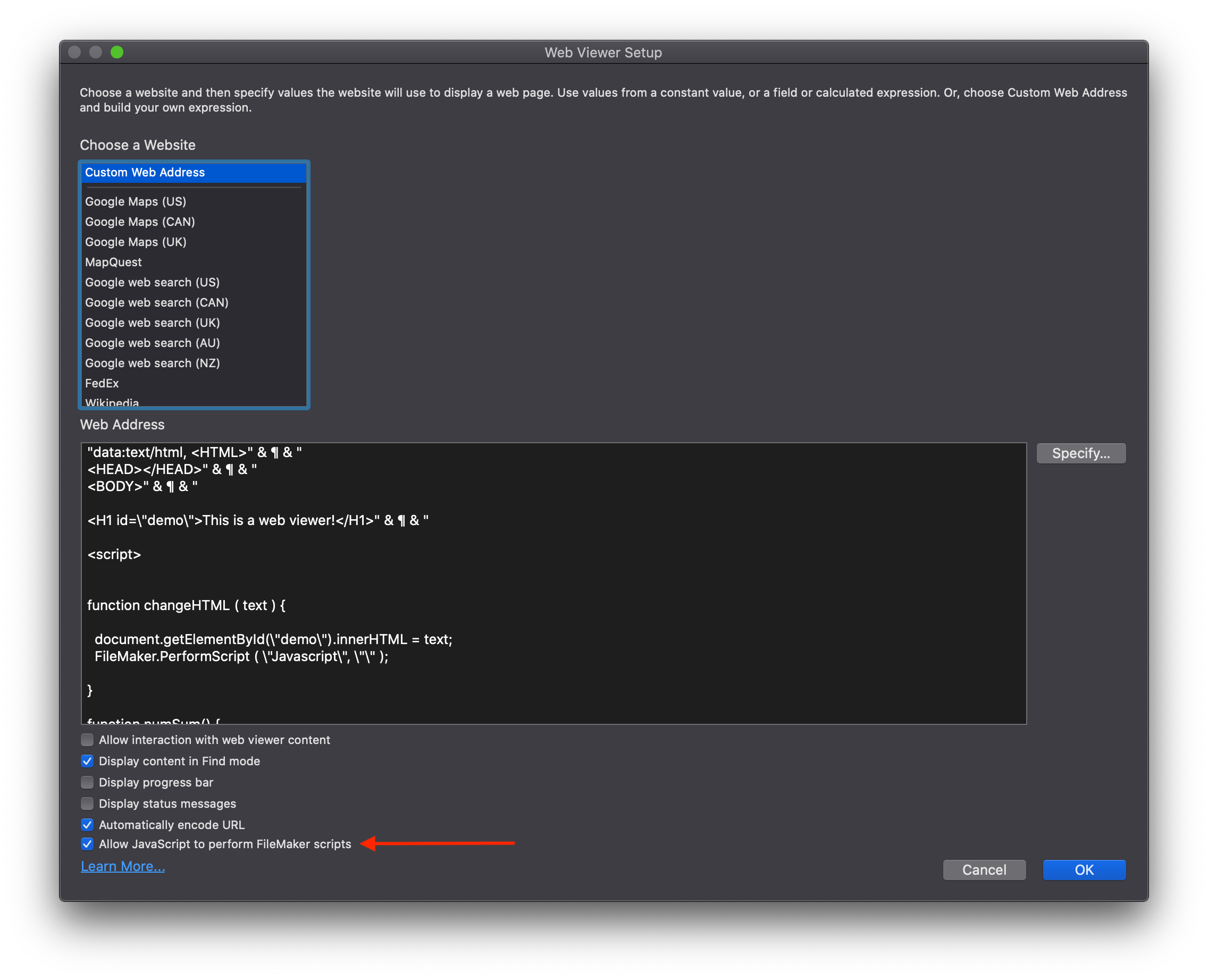Perform JavaScript in  Viewer in Claris FileMaker 19 Skeleton Key