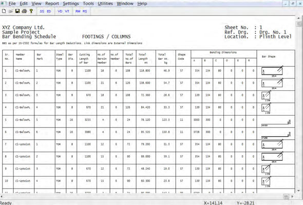 Bar Bending Schedule Software Steel Bar Bending Schedule Calculation