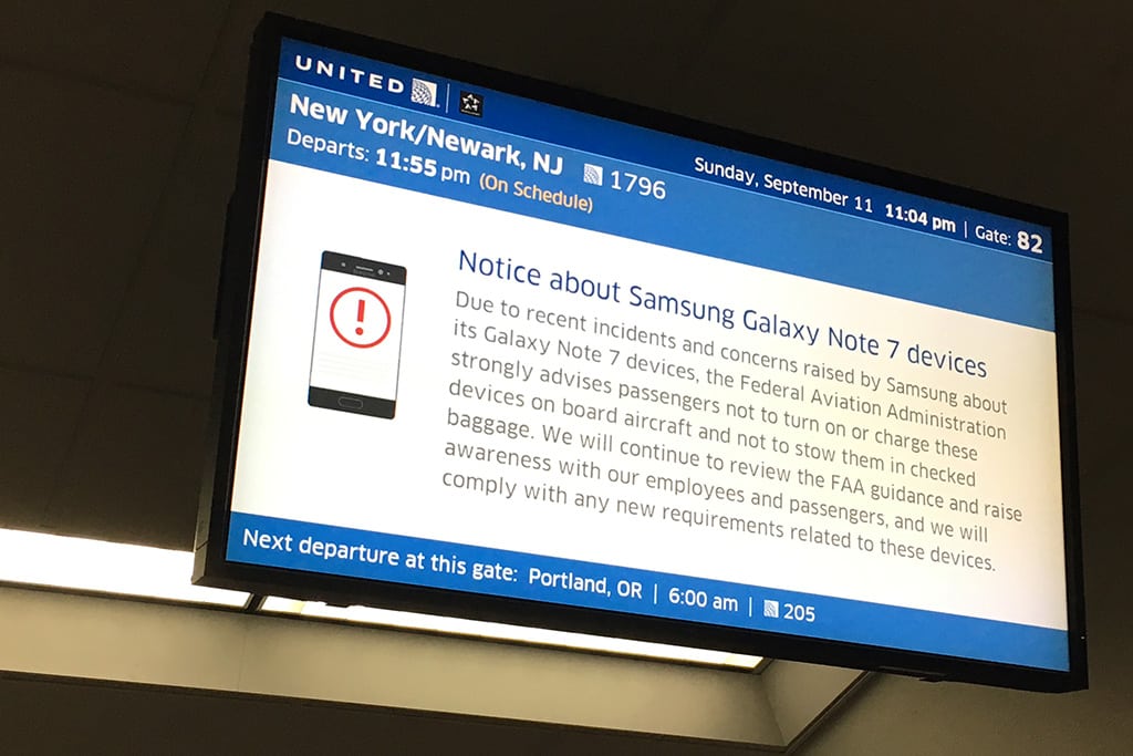 U.S. Airlines Tell Passengers to Turn Off Samsung Galaxy Note 7 Phones
