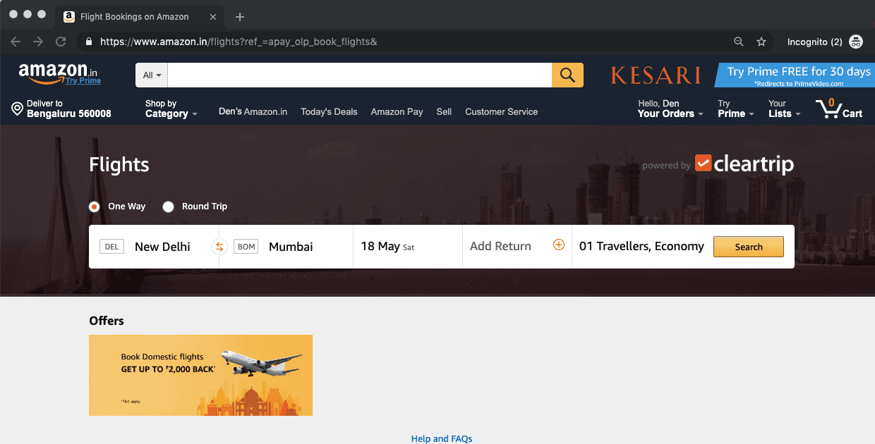 Amazon Launches Flight Bookings in India in a Superapp Strategy