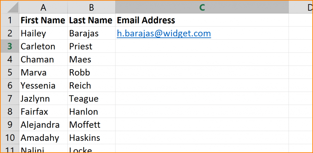 Excel Convert Names to Email Addresses