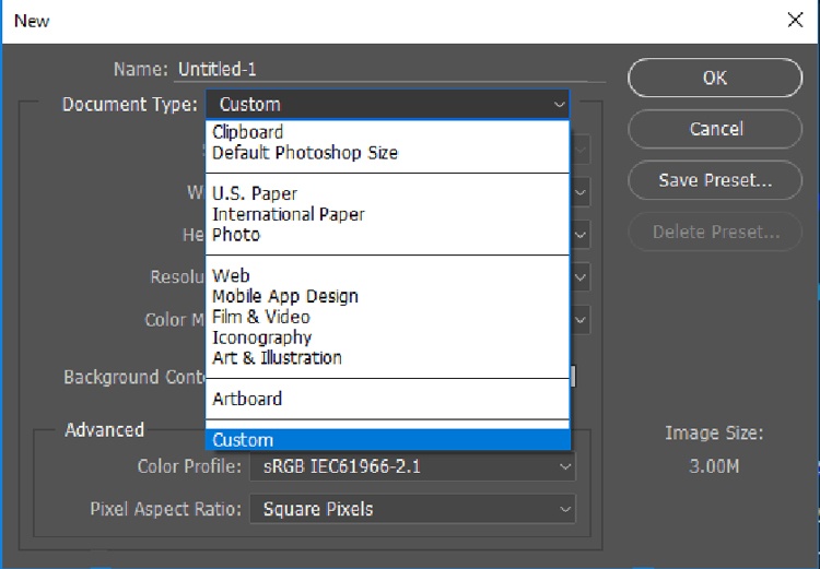 CC 2017 New Document Window
