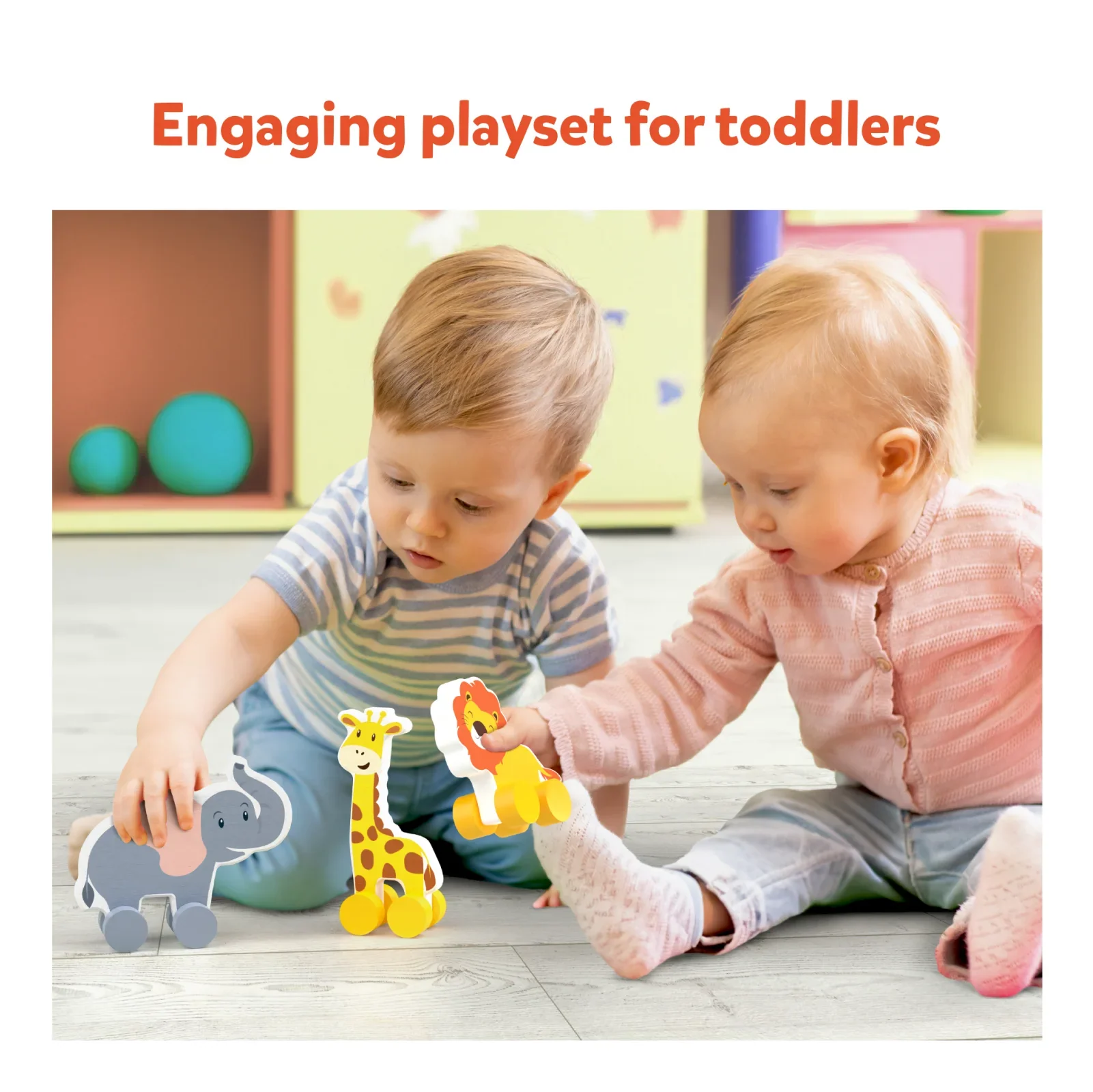 Animals on Wheels Wooden Animal Toys on Wheels (ages 9 months 3y) Skillmatics