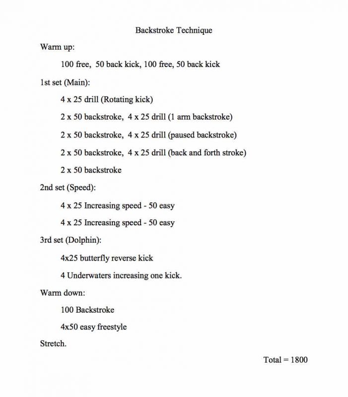 Backstroke Technique Workout - SkillsNT Swimming