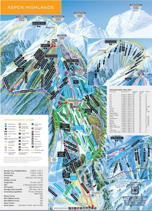 Aspen Highlands Ski Map Aspen Highlands
