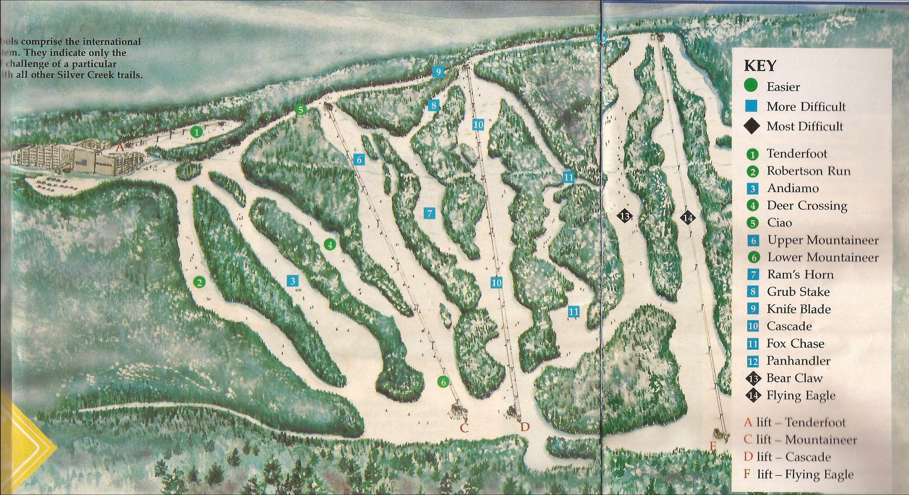 Silver Creek Trail Map Snowshoe Mountain - Skimap.org