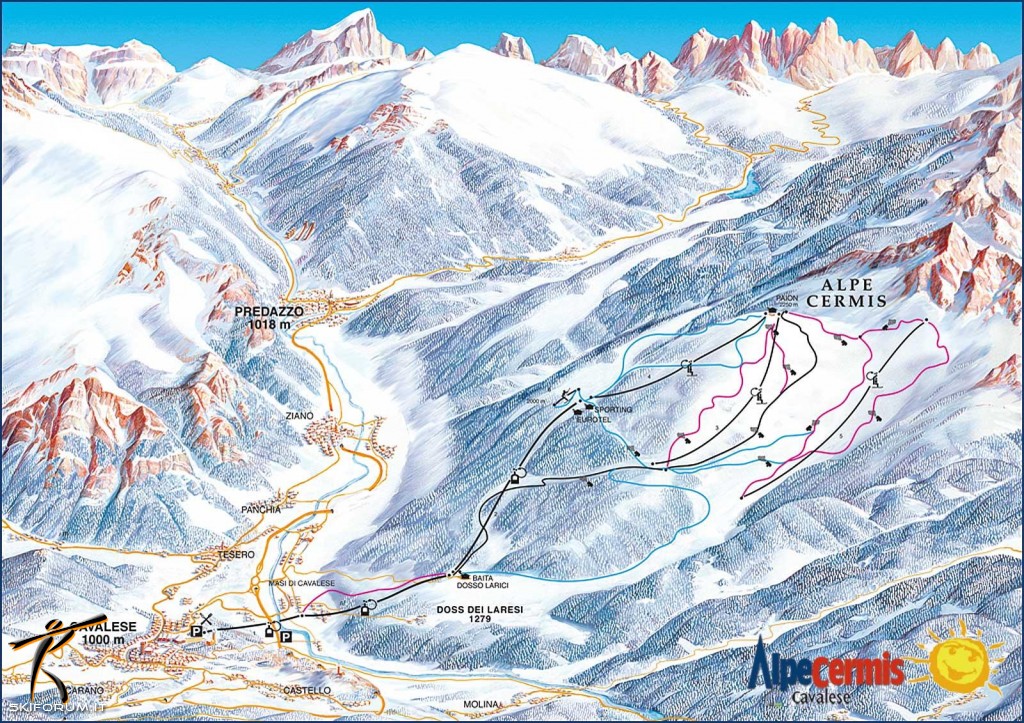 Arena Alpe Map Of Italy Cavalese (Alpe Cermis)