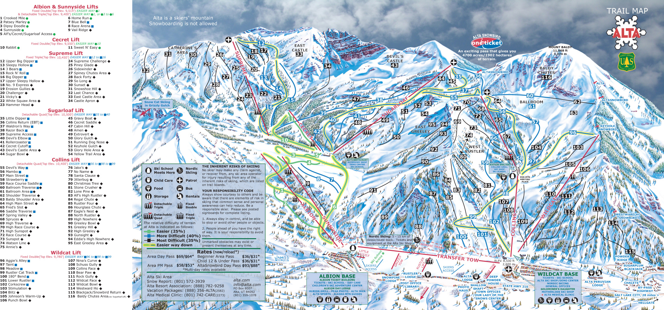 Alta Ski Area Map Alta Ski Area