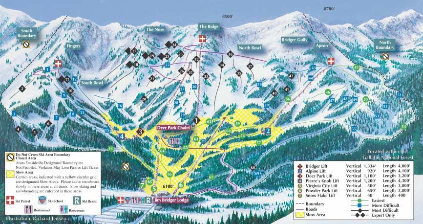 Bridger Bowl Ski Map Bridger Bowl Ski Area